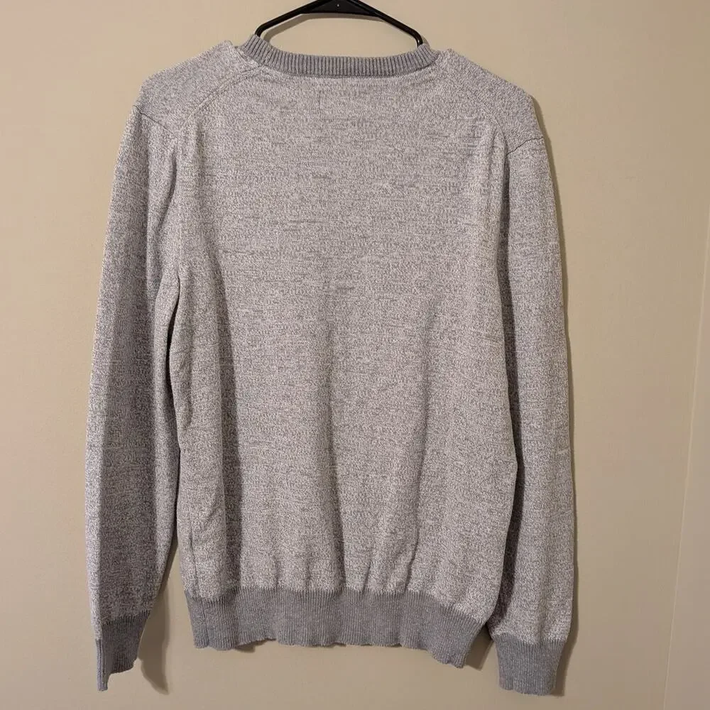 Club Room Grey/White Sweater With Ribbed Cuff/ Bottom